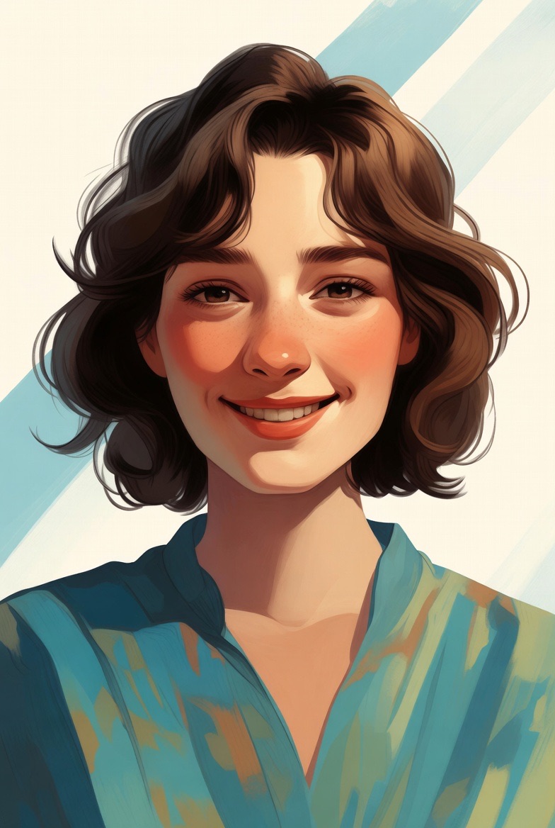 Portrait of Ellie, the illustrated face of the voice that asks the questions in Echoes.